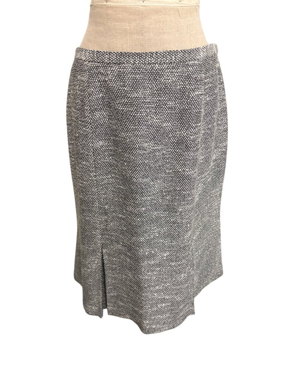 Josephine Chaus Womens Black & White Tweed Midi Skirt Size 10 Acrylic Cotton Ble